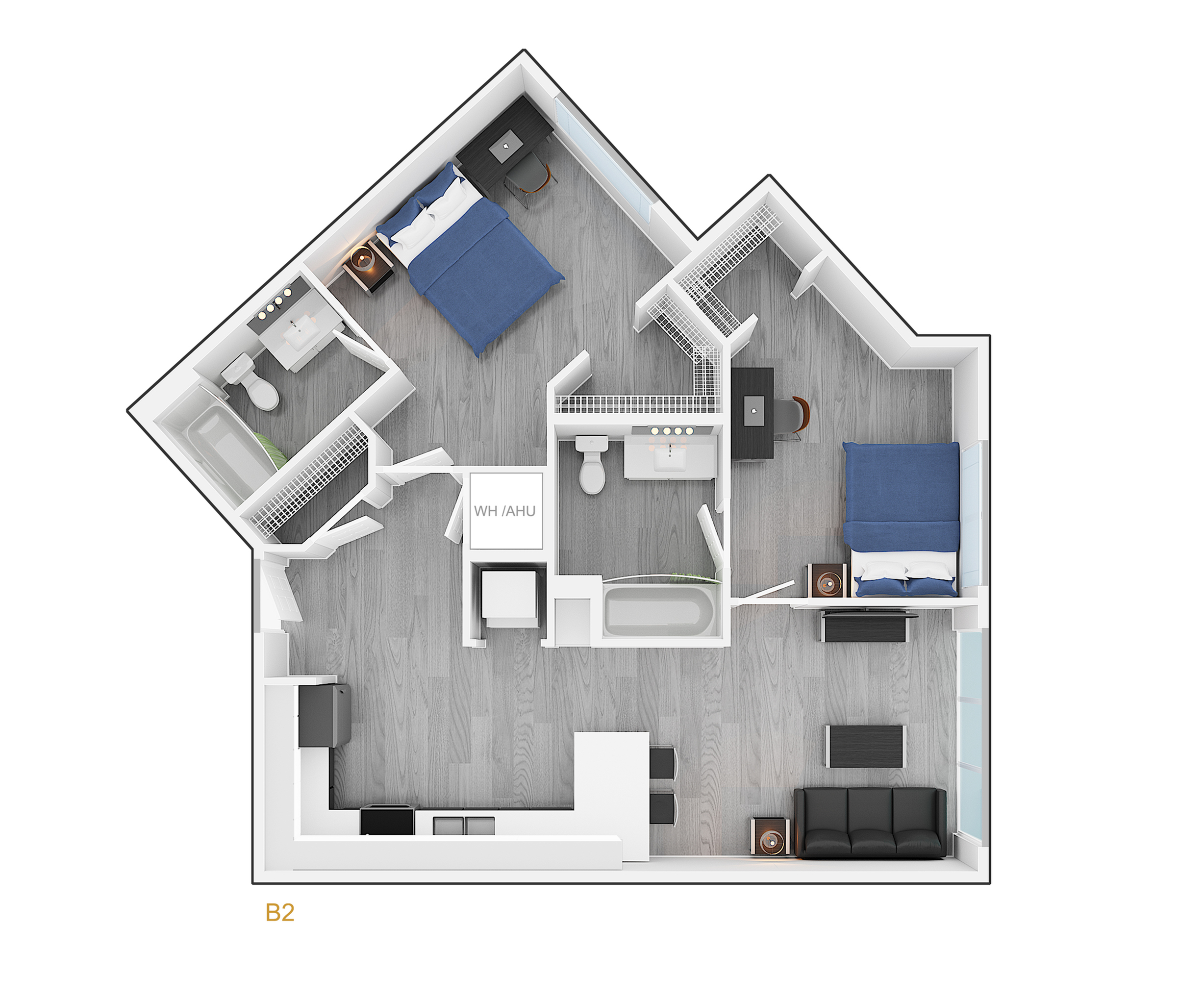2BR/2BA floor plan