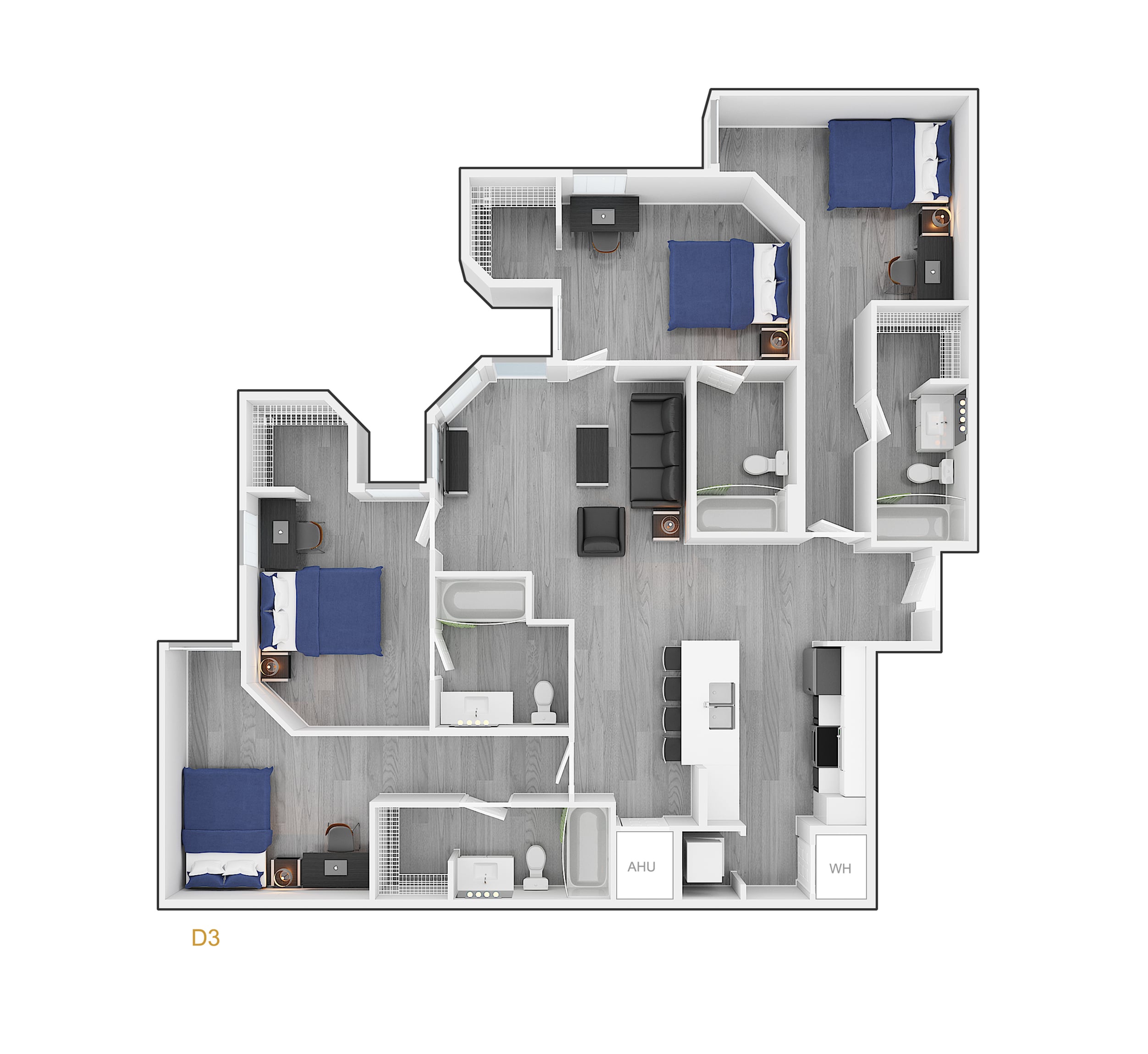 4BR/4BA – Corner Premium floor plan