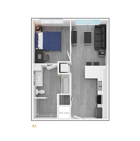 1BR/1BA – ANSI Type A floor plan