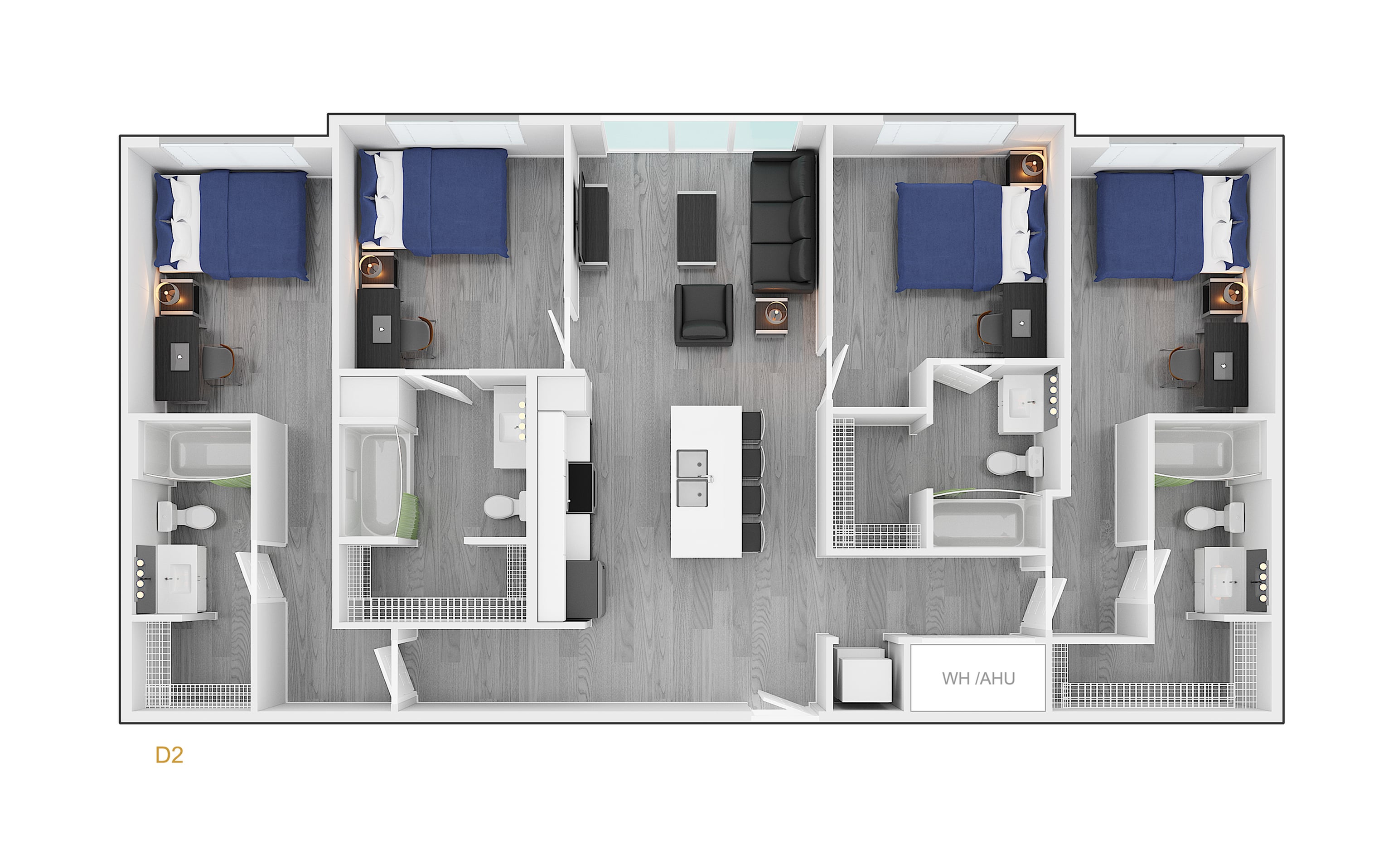 4BR/4BA – ANSI Type A floor plan