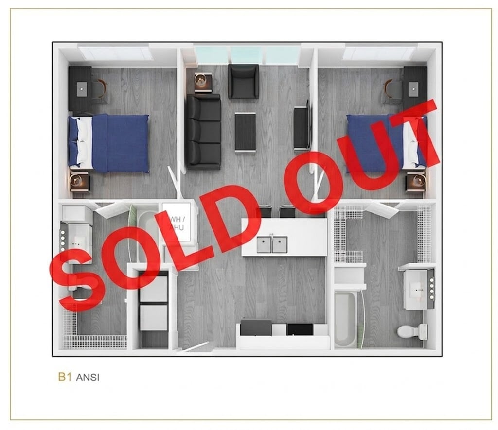2BR/2BA – ANSI Type A floor plan